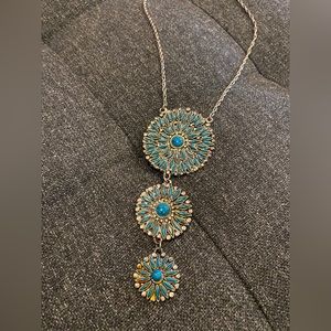 Vintage Turquoise Necklace, Statement Jewelry, Boho